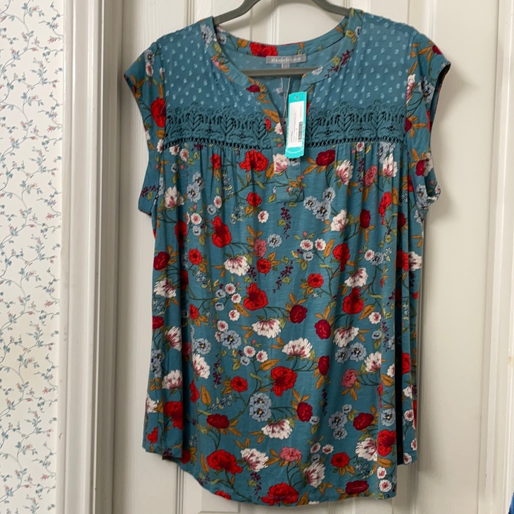 Daniel Rainn Taravel Crochet Knit Top 1X